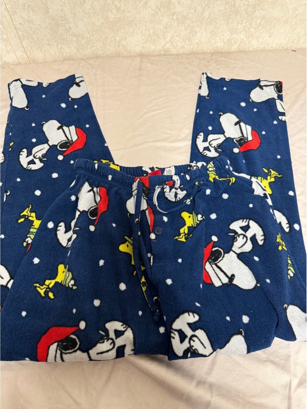 Peanuts Snoopy Woodstock Fleece Christmas Pajama Pants Small